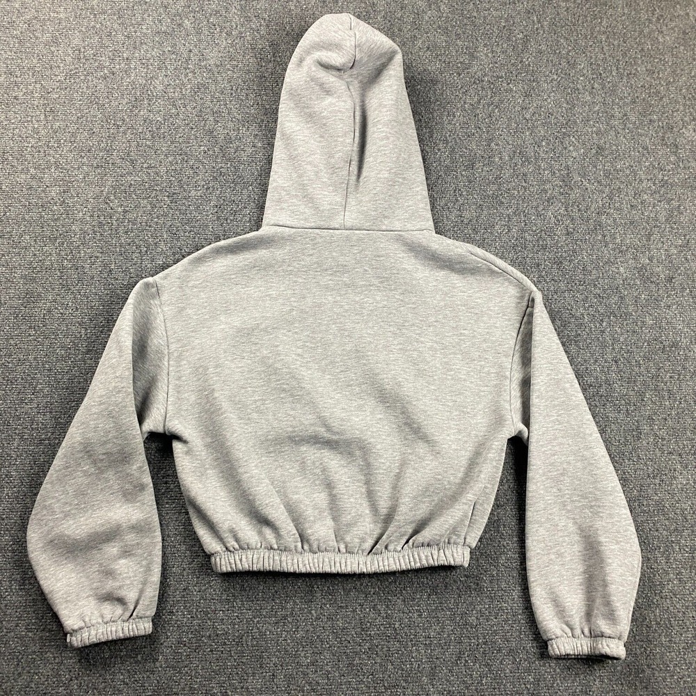 Zara Hoodie Womens Medium Gray Crop Pullover Casual Adults - Picture 8 of 10